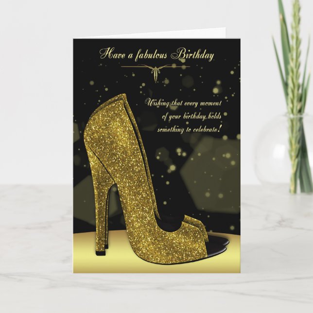 Stylish Glamour Shoe Birthday Greeting Card (Front)