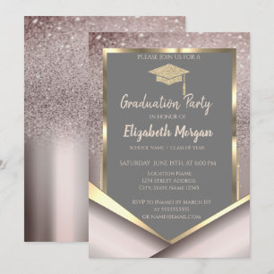 Stylish Glitter Diamonds Graduation Invitation