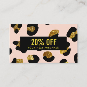Stylish Glitter Gold Blush Leopard Coupon Card