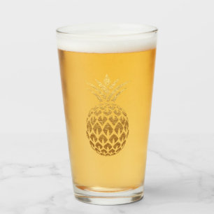 Stylish Glitter Gold Pineapple Glass