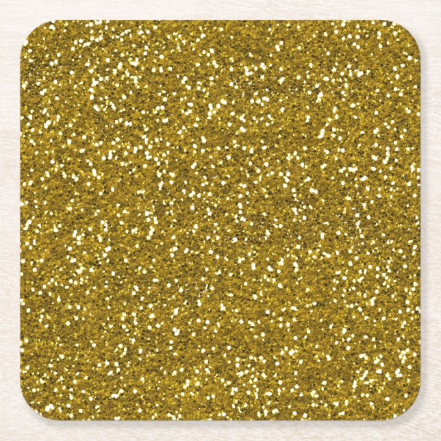Stylish Glitter Gold Square Paper Coaster (Front)