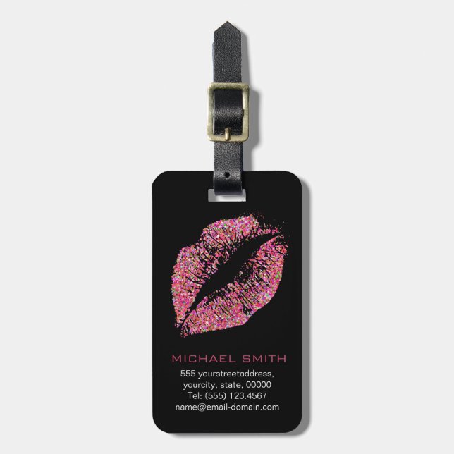 Stylish Glitter Lips #24 Luggage Tag (Front Vertical)