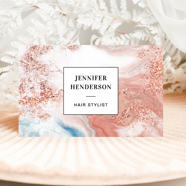 Stylish Glitter Pink Rose Gold & Black Typography Business Card (Creator Uploaded)