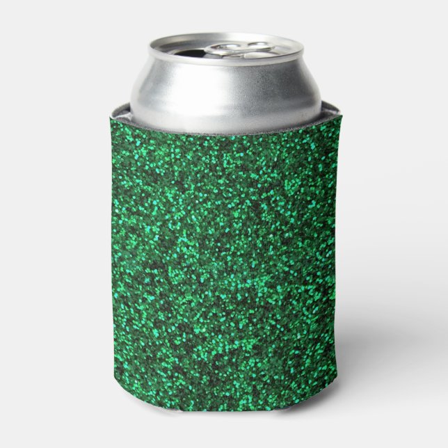 Stylish Glitzy Green Sequin Sparkles Can Cooler (Can Front)