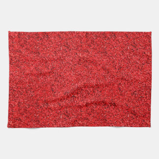 Stylish Glitzy Red Sequin Sparkles Tea Towel