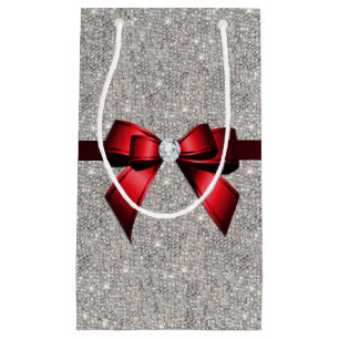 Stylish Glitzy Sequins Bow & Ribbon Small Gift Bag