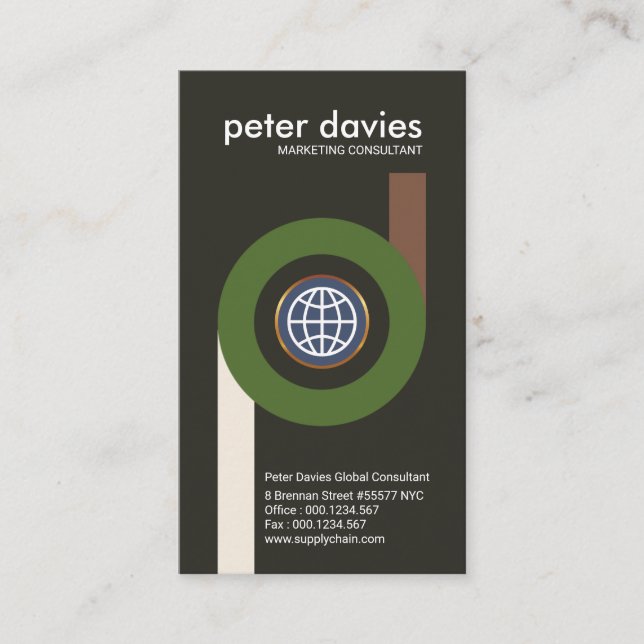 Stylish Global Circle Import Export Link Marketing Business Card (Front)