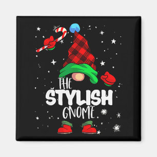 Stylish Gnome Red Buffalo Plaid Matching Family Ch Magnet