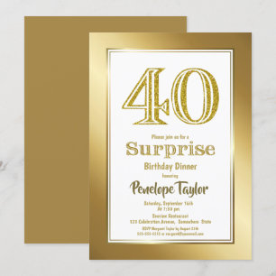 Stylish Gold 40th Birthday Dinner Party Invitation