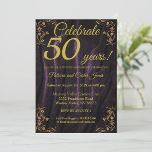 Stylish Gold 50th Anniversary Invitation