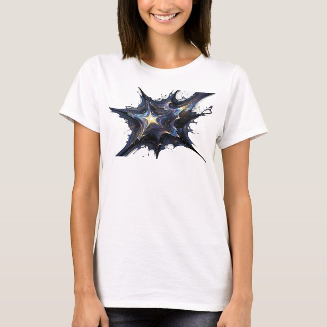 Stylish Gold Abstract Stars Graphic Tee (Front)