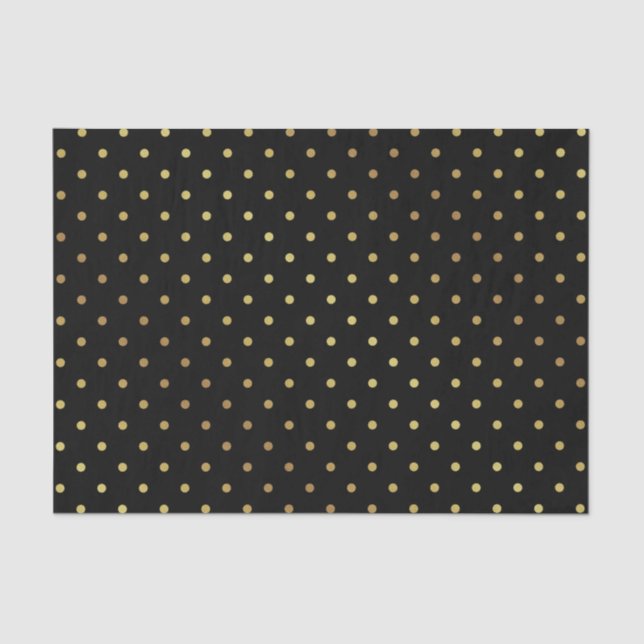 Stylish Gold and Black Polka Dots Tissue Paper (Front)