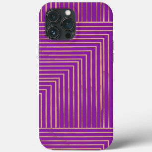 Stylish Gold and purple Stripes pattern chic iPhone 13 Pro Max Case