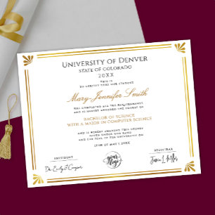 Stylish Gold And White Degree Diploma Certificate  Poster