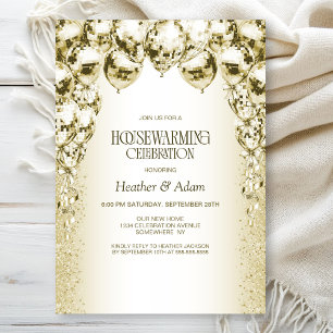 Stylish Gold Balloons Housewarming Party Invitation