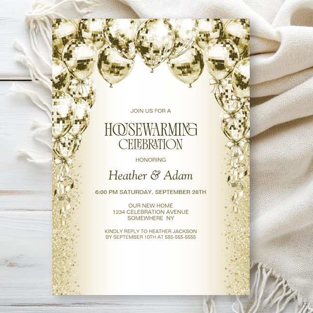 Stylish Gold Balloons Housewarming Party Invitation (Creator Uploaded)