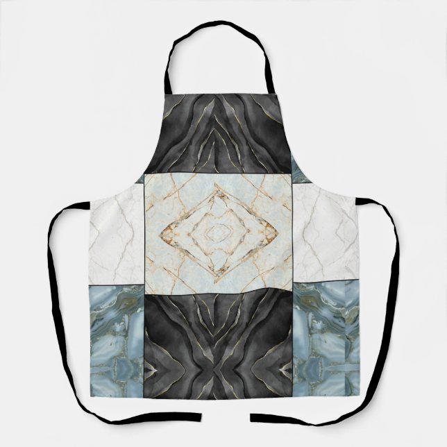 Stylish Gold black and white Marble pattern Apron (Front)