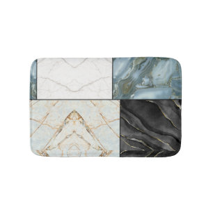 Stylish Gold black and white Marble pattern Bath Mat