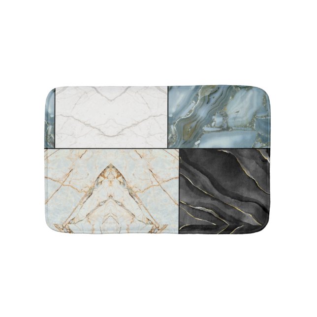 Stylish Gold black and white Marble pattern Bath Mat (Front)