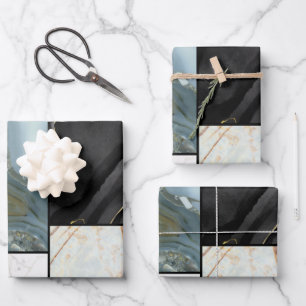 Stylish Gold black and white Marble pattern Wrapping Paper Sheet