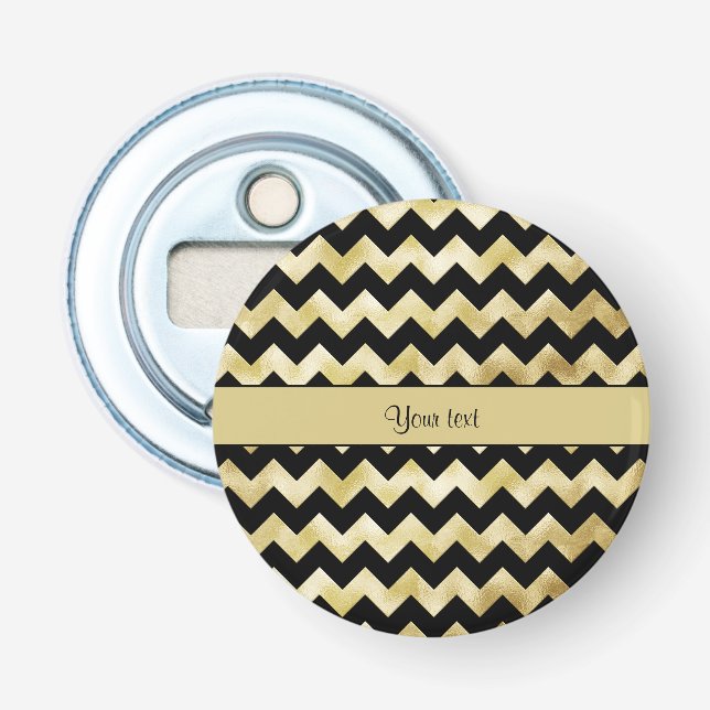 Stylish Gold & Black ZigZags Bottle Opener (Front)