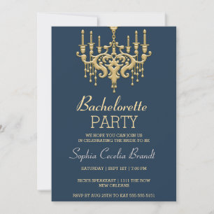 Stylish Gold Chandelier Party Invitation
