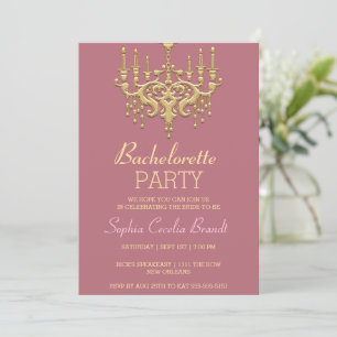 Stylish Gold Chandelier Party Invitation