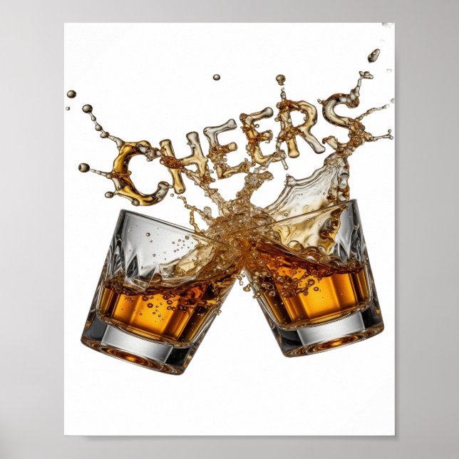 Stylish Gold CHEERS Design Poster (Front)