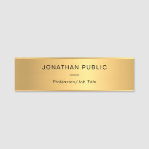 Stylish Gold Color Simple Elegant Template Modern Name Tag