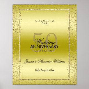 Stylish Gold Confetti 50th Golden Wedding Poster