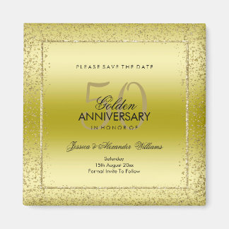 Stylish Gold Confetti 50th Wedding Save The Date Magnet