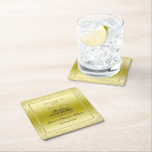 Stylish Gold Confetti 50th Wedding Square Square Paper Coaster