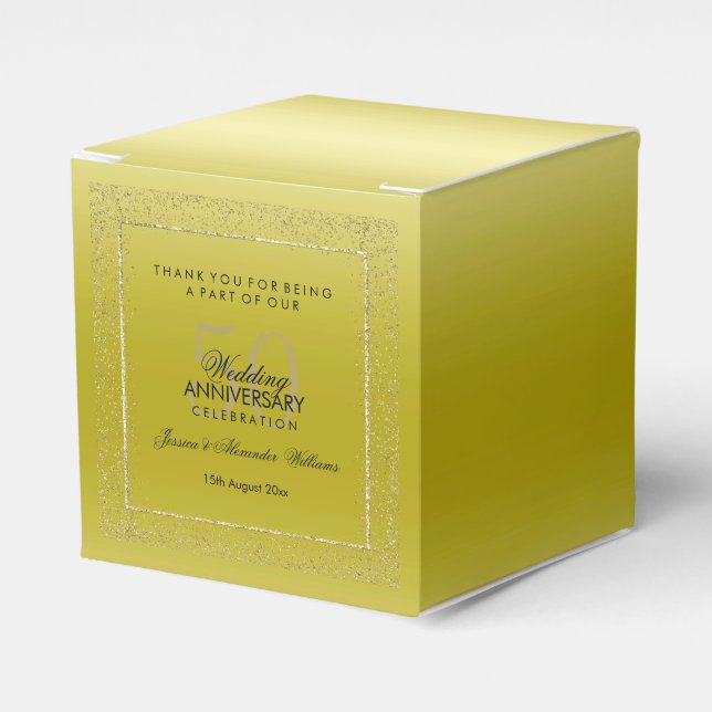 Stylish Gold Confetti 50th Wedding Thank You  Favour Box (Front Side)
