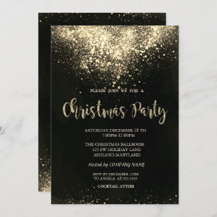 Stylish Gold Confetti Company Christmas Party Invitation