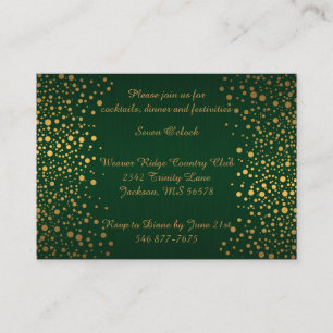 Stylish Gold Confetti Dots   Dark Green Enclosure Card