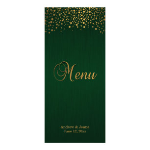 Stylish Gold Confetti Dots Dark Green - Menu