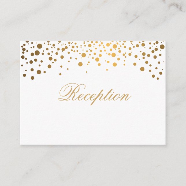 Stylish Gold Confetti Dots on White Enclosure Card (Front)