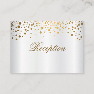 Stylish Gold Confetti Dots on White Satin Enclosure Card