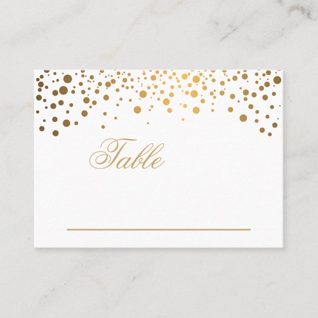 Stylish Gold Confetti Dots Place Cards (Front)
