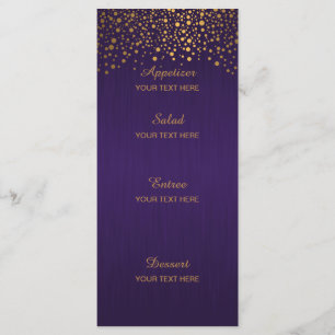 Stylish Gold Confetti Dots Purple Menu