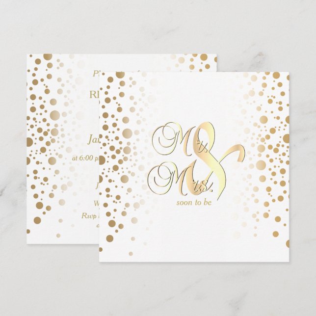 Stylish Gold Confetti Dots - Rehearsal Dinner Invitation (Front/Back)