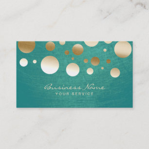 Stylish Gold Confetti Dots Turquoise Business Card