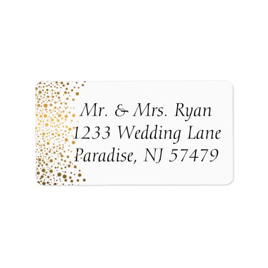 Stylish Gold Confetti Dots | White Background Address Label