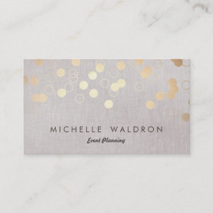 Stylish Gold Confetti Event Planner Taupe Linen Business Card