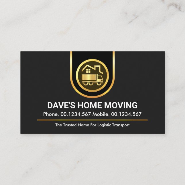 Stylish Gold Curved Border Trucking Business Card (Front)