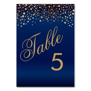 Stylish Gold Dots and Navy Blue - Table Number