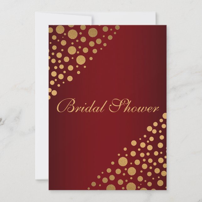 Stylish Gold Dots Bridal Shower Invitation | Red (Front)
