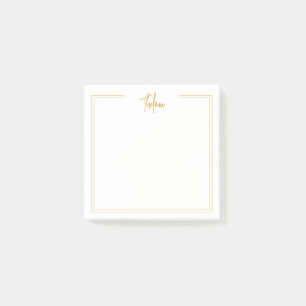 Stylish Gold Double Border with Name Post it Notes