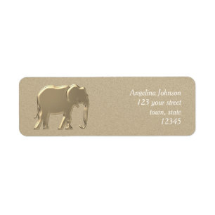 Stylish , Gold Elephant Silhouette , Elegant Return Address Label