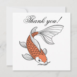Stylish Gold Fish Motif Personalised Thank You Card
